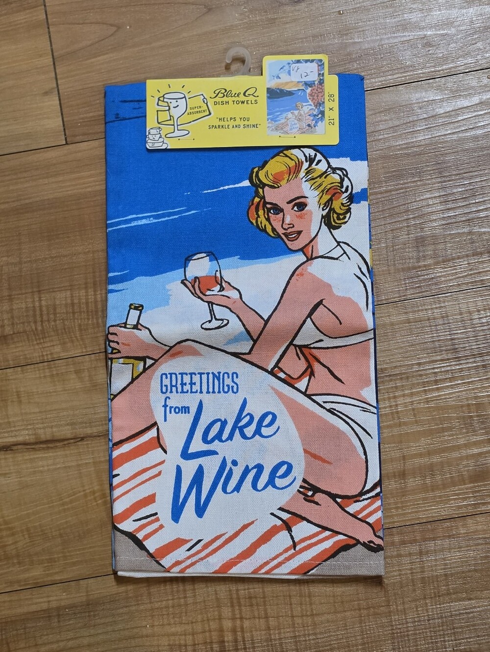 NEW Blue Q Lake Wine Retro Dish Towel